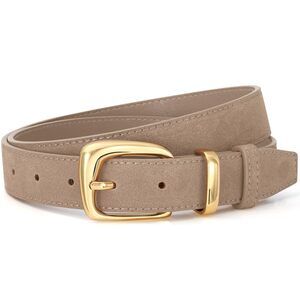 9141 Women Suede Leather Belt For Dresses Jeans Fashion Gold Buckle Ladies